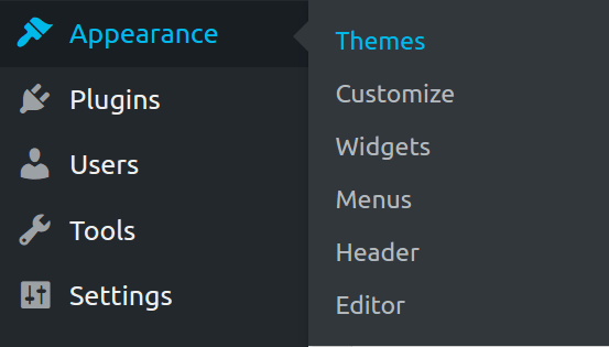 Themes section in WordPress admin area