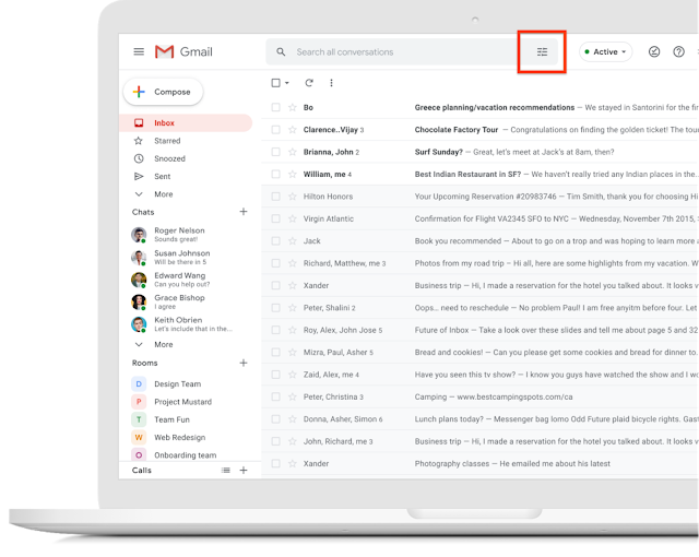 Google đang cập nhật biểu tượng tìm kiếm nâng cao trong Gmail